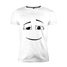 Мужская футболка премиум с принтом Наивное лицо в Тюмени, 92% хлопок, 8% лайкра | приталенный силуэт, круглый вырез ворота, длина до линии бедра, короткий рукав | лицо | милый | наивный | рожица | смайл