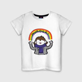 Детская футболка хлопок с принтом Шерлок в Тюмени, 100% хлопок | круглый вырез горловины, полуприлегающий силуэт, длина до линии бедер | holmes | murder | sherlock | радуга | рисованный | холмс | шерлок