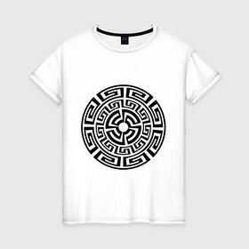 Женская футболка хлопок с принтом Узор круговорот в Тюмени, 100% хлопок | прямой крой, круглый вырез горловины, длина до линии бедер, слегка спущенное плечо | геометрия | круг | круговорот | узор