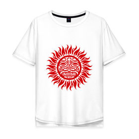 Мужская футболка хлопок Oversize с принтом Солнце древний символ в Тюмени, 100% хлопок | свободный крой, круглый ворот, “спинка” длиннее передней части | древний | лицо | символ | солнце