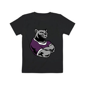 Детская футболка хлопок с принтом Сильная пантера в Тюмени, 100% хлопок | круглый вырез горловины, полуприлегающий силуэт, длина до линии бедер | качок | мощь | пантера | сила