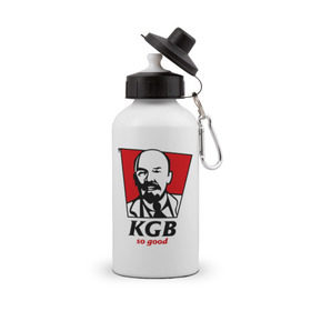 Бутылка спортивная с принтом KGB - So Good в Тюмени, металл | емкость — 500 мл, в комплекте две пластиковые крышки и карабин для крепления | kfc | kgb | владимир | ильич | кгб | ленин
