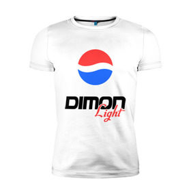 Мужская футболка премиум с принтом Дима Лайт в Тюмени, 92% хлопок, 8% лайкра | приталенный силуэт, круглый вырез ворота, длина до линии бедра, короткий рукав | dimon | light | pepsi | дима | димон | дмитрий | лайт | пепси | пэпси