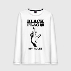 Мужской лонгслив хлопок с принтом Black flag в Тюмени, 100% хлопок |  | black flag | eminem | палец | эминем