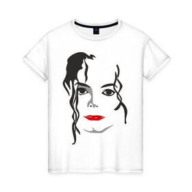 Женская футболка хлопок с принтом Michael Jackson в Тюмени, 100% хлопок | прямой крой, круглый вырез горловины, длина до линии бедер, слегка спущенное плечо | 