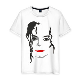 Мужская футболка хлопок с принтом Michael Jackson в Тюмени, 100% хлопок | прямой крой, круглый вырез горловины, длина до линии бедер, слегка спущенное плечо. | 