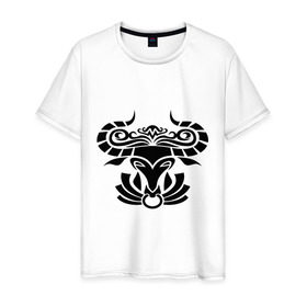 Мужская футболка хлопок с принтом Символ быка в Тюмени, 100% хлопок | прямой крой, круглый вырез горловины, длина до линии бедер, слегка спущенное плечо. | буйвол | бык | символ | тату