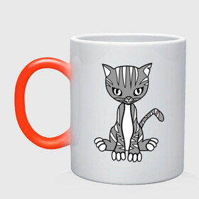 Кружка хамелеон с принтом Серая кошка в Тюмени, керамика | меняет цвет при нагревании, емкость 330 мл | кот | котенок | кошка | милый | серый