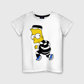 Детская футболка хлопок с принтом Барт Симпсон в Тюмени, 100% хлопок | круглый вырез горловины, полуприлегающий силуэт, длина до линии бедер | Тематика изображения на принте: барт | заключенный | симпсон
