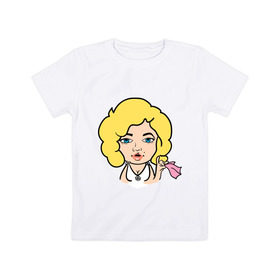 Детская футболка хлопок с принтом Мерлин Монро faceq в Тюмени, 100% хлопок | круглый вырез горловины, полуприлегающий силуэт, длина до линии бедер | Тематика изображения на принте: faceq | знаменитость | мерилин | мерлин монро