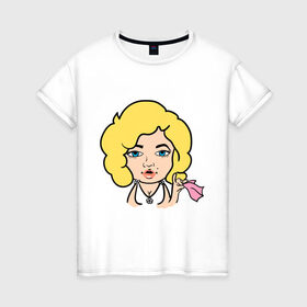 Женская футболка хлопок с принтом Мерлин Монро faceq в Тюмени, 100% хлопок | прямой крой, круглый вырез горловины, длина до линии бедер, слегка спущенное плечо | faceq | знаменитость | мерилин | мерлин монро