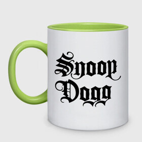 Кружка двухцветная с принтом Snoop Dogg в Тюмени, керамика | объем — 330 мл, диаметр — 80 мм. Цветная ручка и кайма сверху, в некоторых цветах — вся внутренняя часть | rap | snoop dogg | музыка | рэп | снуп дог