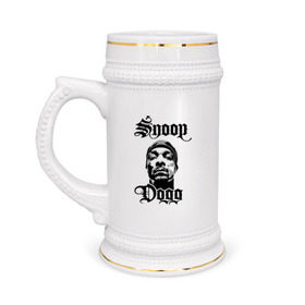 Кружка пивная с принтом Snoop Dogg в Тюмени,  керамика (Материал выдерживает высокую температуру, стоит избегать резкого перепада температур) |  объем 630 мл | rap | snoop dogg | музыка | рэп | снуп дог