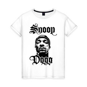 Женская футболка хлопок с принтом Snoop Dogg в Тюмени, 100% хлопок | прямой крой, круглый вырез горловины, длина до линии бедер, слегка спущенное плечо | rap | snoop dogg | музыка | рэп | снуп дог
