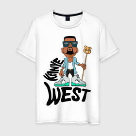 Мужская футболка хлопок с принтом kanye west в Тюмени, 100% хлопок | прямой крой, круглый вырез горловины, длина до линии бедер, слегка спущенное плечо. | kanye west | rap | кани вест | музыка | рэп
