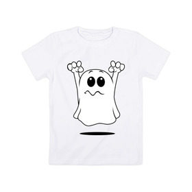Детская футболка хлопок с принтом Привидение в Тюмени, 100% хлопок | круглый вырез горловины, полуприлегающий силуэт, длина до линии бедер | Тематика изображения на принте: ghost | привидение | призрак
