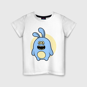 Детская футболка хлопок с принтом Толстый заяц в Тюмени, 100% хлопок | круглый вырез горловины, полуприлегающий силуэт, длина до линии бедер | заяц | кролик | милй | странный | толстый