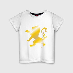 Детская футболка хлопок с принтом The Lion Rampant в Тюмени, 100% хлопок | круглый вырез горловины, полуприлегающий силуэт, длина до линии бедер | Тематика изображения на принте: lion | rampant | герб | золото | лев
