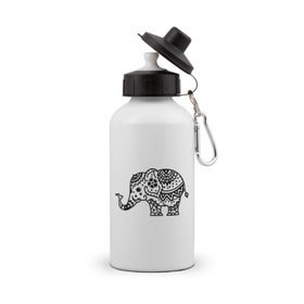 Бутылка спортивная с принтом Слоник узор в Тюмени, металл | емкость — 500 мл, в комплекте две пластиковые крышки и карабин для крепления | слон