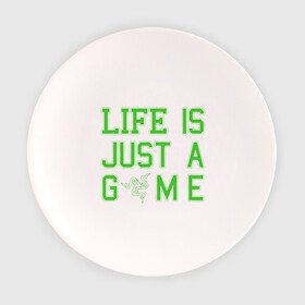 Тарелка 3D с принтом Life is just a game в Тюмени, фарфор | диаметр - 210 мм
диаметр для нанесения принта - 120 мм | Тематика изображения на принте: razer
