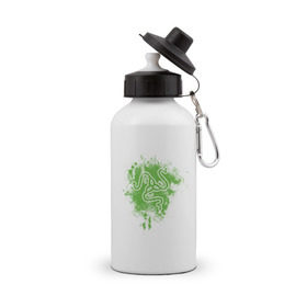 Бутылка спортивная с принтом Razer logo green в Тюмени, металл | емкость — 500 мл, в комплекте две пластиковые крышки и карабин для крепления | razer