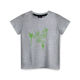 Детская футболка хлопок с принтом Razer logo в Тюмени, 100% хлопок | круглый вырез горловины, полуприлегающий силуэт, длина до линии бедер | razer