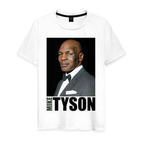 Мужская футболка хлопок с принтом Mike Tyson в Тюмени, 100% хлопок | прямой крой, круглый вырез горловины, длина до линии бедер, слегка спущенное плечо. | майк тайсон