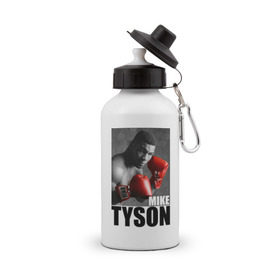 Бутылка спортивная с принтом Mike Tyson в Тюмени, металл | емкость — 500 мл, в комплекте две пластиковые крышки и карабин для крепления | Тематика изображения на принте: майк тайсон