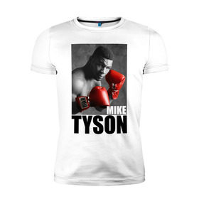 Мужская футболка премиум с принтом Mike Tyson в Тюмени, 92% хлопок, 8% лайкра | приталенный силуэт, круглый вырез ворота, длина до линии бедра, короткий рукав | майк тайсон