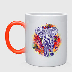 Кружка хамелеон с принтом Слон в Тюмени, керамика | меняет цвет при нагревании, емкость 330 мл | 