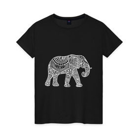 Женская футболка хлопок с принтом Слон в Тюмени, 100% хлопок | прямой крой, круглый вырез горловины, длина до линии бедер, слегка спущенное плечо | слон