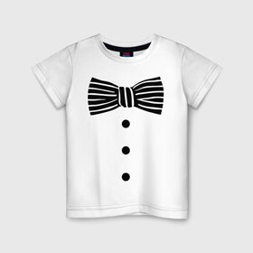 Детская футболка хлопок с принтом Галстук бабочка в полоску 2 в Тюмени, 100% хлопок | круглый вырез горловины, полуприлегающий силуэт, длина до линии бедер | бабочка