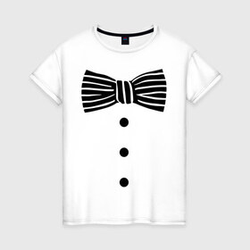 Женская футболка хлопок с принтом Галстук бабочка в полоску 2 в Тюмени, 100% хлопок | прямой крой, круглый вырез горловины, длина до линии бедер, слегка спущенное плечо | бабочка