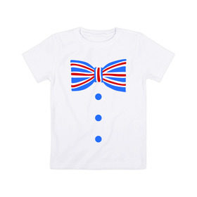 Детская футболка хлопок с принтом Галстук бабочка британский флаг 2 в Тюмени, 100% хлопок | круглый вырез горловины, полуприлегающий силуэт, длина до линии бедер | Тематика изображения на принте: бабочка