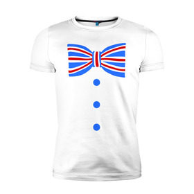 Мужская футболка премиум с принтом Галстук бабочка британский флаг 2 в Тюмени, 92% хлопок, 8% лайкра | приталенный силуэт, круглый вырез ворота, длина до линии бедра, короткий рукав | бабочка