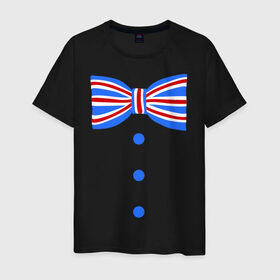 Мужская футболка хлопок с принтом Галстук бабочка британский флаг 2 в Тюмени, 100% хлопок | прямой крой, круглый вырез горловины, длина до линии бедер, слегка спущенное плечо. | Тематика изображения на принте: бабочка