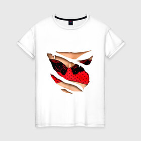 Женская футболка хлопок с принтом Красный бюст в Тюмени, 100% хлопок | прямой крой, круглый вырез горловины, длина до линии бедер, слегка спущенное плечо | бюст | бюстгальтер | грудь | идеальный бюст | красный лиф | лиф | тело