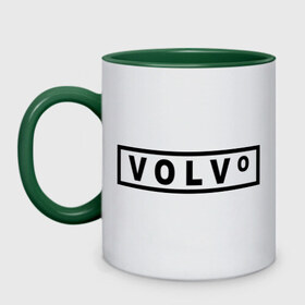 Кружка двухцветная с принтом Volvo в Тюмени, керамика | объем — 330 мл, диаметр — 80 мм. Цветная ручка и кайма сверху, в некоторых цветах — вся внутренняя часть | valve | volvo | логотип