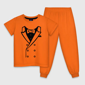 Детская пижама хлопок с принтом Двубортный пиджак в Тюмени, 100% хлопок |  брюки и футболка прямого кроя, без карманов, на брюках мягкая резинка на поясе и по низу штанин
 | смокинг