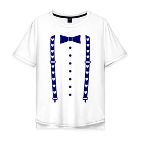 Мужская футболка хлопок Oversize с принтом Подтяжки с сердцами в Тюмени, 100% хлопок | свободный крой, круглый ворот, “спинка” длиннее передней части | бабочка