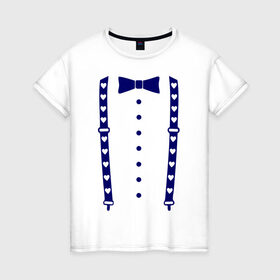 Женская футболка хлопок с принтом Подтяжки с сердцами в Тюмени, 100% хлопок | прямой крой, круглый вырез горловины, длина до линии бедер, слегка спущенное плечо | бабочка