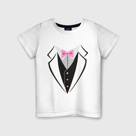 Детская футболка хлопок с принтом Смокинг в Тюмени, 100% хлопок | круглый вырез горловины, полуприлегающий силуэт, длина до линии бедер | смокинг