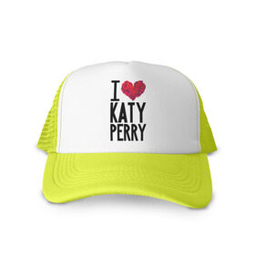 Кепка тракер с сеткой с принтом I love Katy Perry в Тюмени, трикотажное полотно; задняя часть — сетка | длинный козырек, универсальный размер, пластиковая застежка | katy perry | pop | знаменитости | корона | кэти перри | музыка | певица