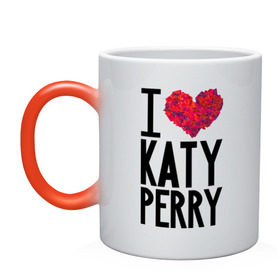 Кружка хамелеон с принтом I love Katy Perry в Тюмени, керамика | меняет цвет при нагревании, емкость 330 мл | katy perry | pop | знаменитости | корона | кэти перри | музыка | певица