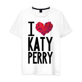 Мужская футболка хлопок с принтом I love Katy Perry в Тюмени, 100% хлопок | прямой крой, круглый вырез горловины, длина до линии бедер, слегка спущенное плечо. | katy perry | pop | знаменитости | корона | кэти перри | музыка | певица