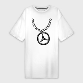 Платье-футболка хлопок с принтом Мерседес медальон в Тюмени,  |  | mercedes | логотип | медальон | мерседес | цепь