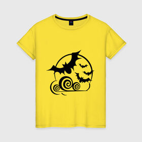 Женская футболка хлопок с принтом Летучие мыши в Тюмени, 100% хлопок | прямой крой, круглый вырез горловины, длина до линии бедер, слегка спущенное плечо | bat | halloween | летучие мыши | мышь | хэллоуин