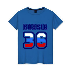 Женская футболка хлопок с принтом Russia - 36 (Воронежская область) в Тюмени, 100% хлопок | прямой крой, круглый вырез горловины, длина до линии бедер, слегка спущенное плечо | 