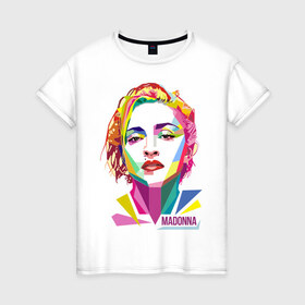 Женская футболка хлопок с принтом Мадонна в Тюмени, 100% хлопок | прямой крой, круглый вырез горловины, длина до линии бедер, слегка спущенное плечо | madonna | wpap | знаменитости | мадонна