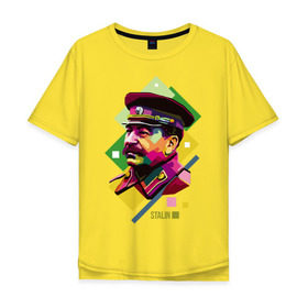 Мужская футболка хлопок Oversize с принтом Сталин в Тюмени, 100% хлопок | свободный крой, круглый ворот, “спинка” длиннее передней части | wpap | знаменитости | революционер | русский | сталин